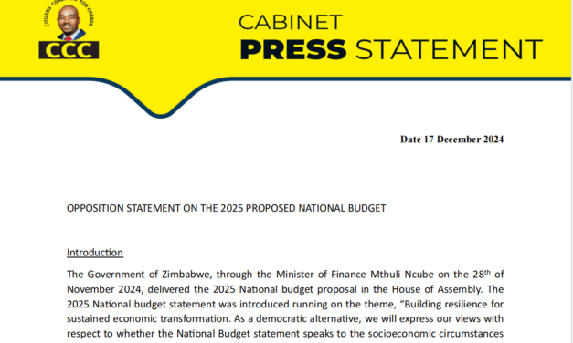 Detailed Summary of Hon. Madzivanyika’s Opposition Statement on the 2025 National Budget